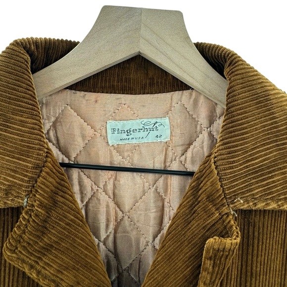 Men's Vintage 1960s Corduroy Jacket Brown Cord Winter Coat Finger Hut | 42 / L - Picture 4 of 6